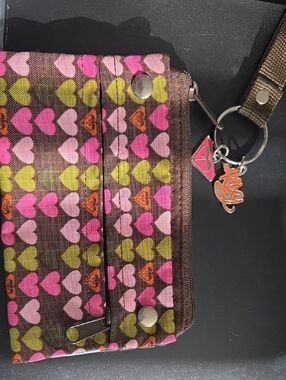 Roxy Brown Wristlet Organizer with Pink Accent